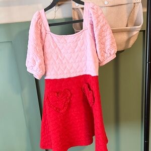 Janie and Jack Pink and Red Heart Dress